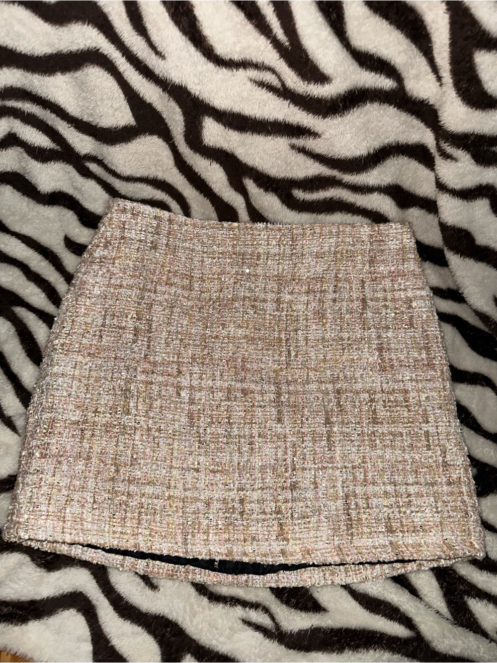 Classic Tweed Mini Skirt in Beige